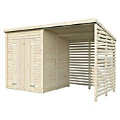 Palmako Caseta de jardín con leñero Leif (Medidas ext. (An x Pr): 377 x 187 cm, Madera, Natural) | BAUHAUS