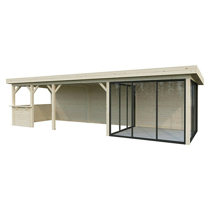 Palmako Caseta de jardín Lenna Set 716 Slide Plus (Medidas ext. (An x Pr): 916 x 340 cm, Madera, Natural) | BAUHAUS