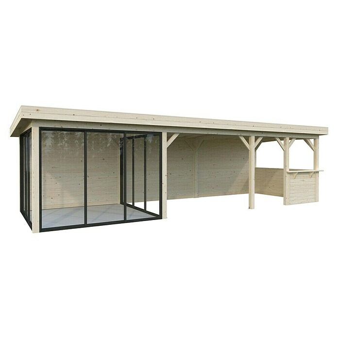 Palmako Caseta de jardín Lenna Set 716 Slide Plus (Medidas ext. (An x Pr): 916 x 340 cm, Madera, Natural) | BAUHAUS