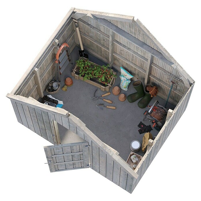 Palmako Caseta de jardín Emilia (Medidas ext. (An x Pr): 240 x 187 cm, Madera, Gris) | BAUHAUS