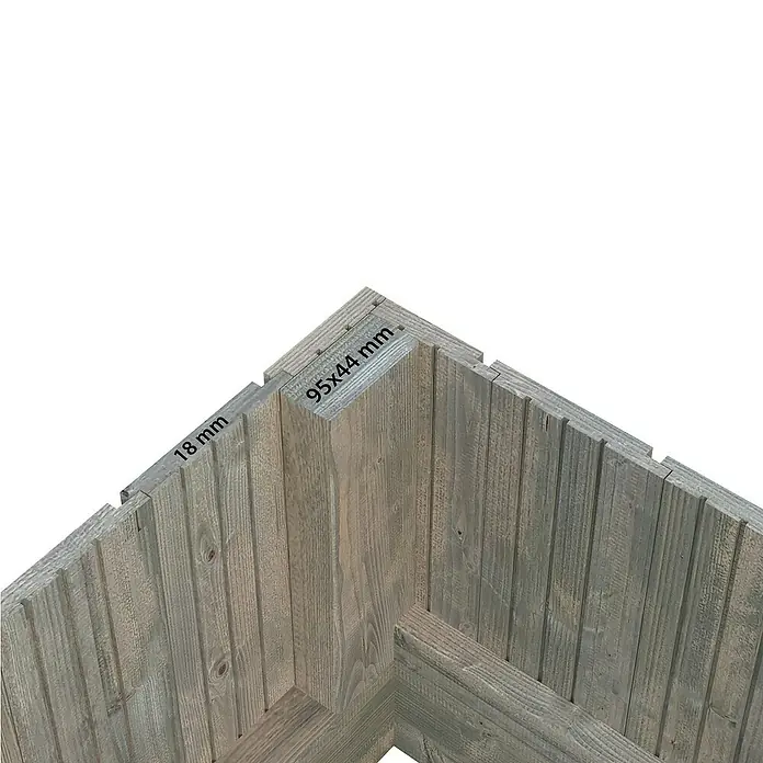 Palmako Caseta de jardín Emilia - Medidas ext. (An x Pr): 240 x 187 cm, Madera, Gris - Tablas de madera para la construcción. Las tablas tienen un grosor de 18 mm y un ancho de 95x44 mm. Perfectas para construcciones robustas.