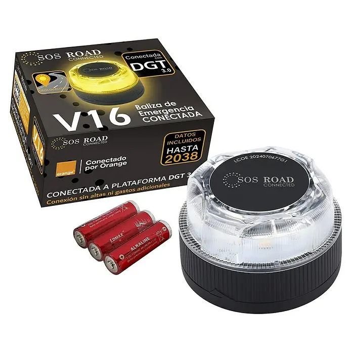 Luz de emergencia V16 Conectada NK - Apto para: Avería en el vehículo, Transmisión de datos: Red móvil - Baliza de emergencia SOS ROAD CONNECTED V16 con pilas y embalaje.