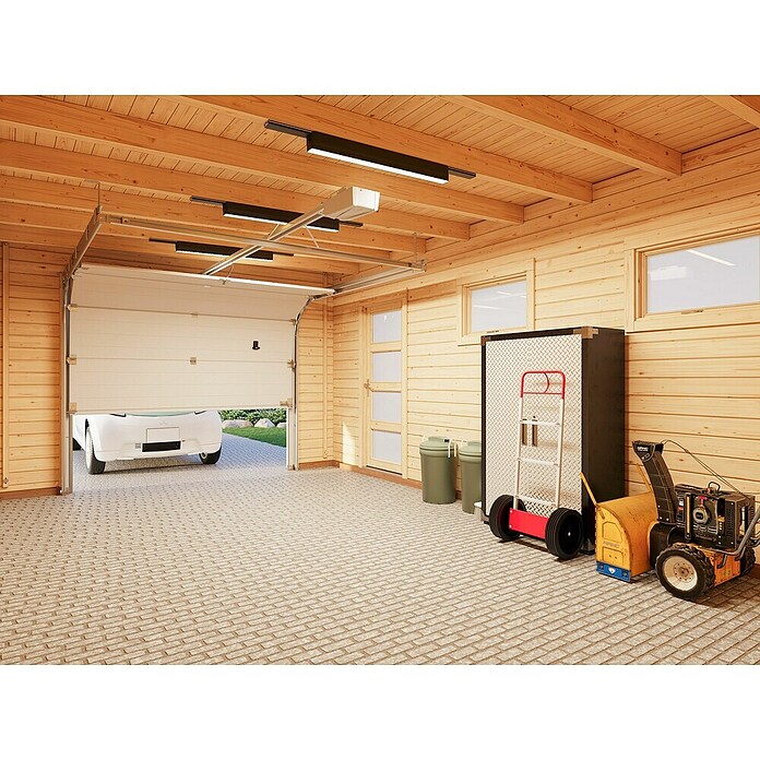 Palmako Garaje Rasmus con puerta seccional (Medidas ext. (An x Pr): 420 x 598 cm, Madera, Natural, 19 m²) | BAUHAUS