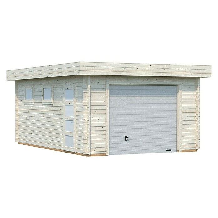 Palmako Garaje Rasmus con puerta seccional (Medidas ext. (An x Pr): 420 x 598 cm, Madera, Natural, 19 m²) | BAUHAUS
