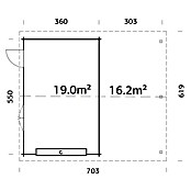 Palmako Garaje con carport Roger con puerta seccional (Medidas ext. (An x Pr): 703 x 619 cm, Natural, Madera, 35,2 m²) | BAUHAUS