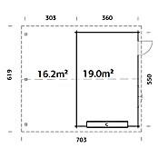 Palmako Garaje con carport Roger con puerta seccional (Medidas ext. (An x Pr): 703 x 619 cm, Natural, Madera, 35,2 m²) | BAUHAUS