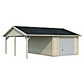 Palmako Garaje con carport Roger con puerta seccional (Medidas ext. (An x Pr): 703 x 619 cm, Natural, Madera, 35,2 m²) | BAUHAUS
