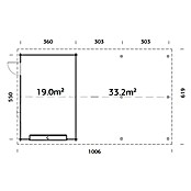 Palmako Garaje con carport Roger con puerta seccional (Medidas ext. (An x Pr): 1.006 x 619 cm, Madera, Natural, 52,2 m²) | BAUHAUS