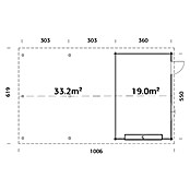 Palmako Garaje con carport Roger con puerta seccional (Medidas ext. (An x Pr): 1.006 x 619 cm, Madera, Natural, 52,2 m²) | BAUHAUS