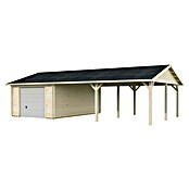 Palmako Garaje con carport Roger con puerta seccional (Medidas ext. (An x Pr): 1.006 x 619 cm, Madera, Natural, 52,2 m²) | BAUHAUS