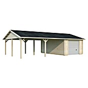 Palmako Garaje con carport Roger con puerta seccional (Medidas ext. (An x Pr): 1.006 x 619 cm, Madera, Natural, 52,2 m²) | BAUHAUS