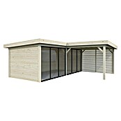 Palmako Caseta de jardín Lenna Set 413 Slide (Medidas ext. (An x Pr): 628 x 628 cm, Madera, Natural) | BAUHAUS