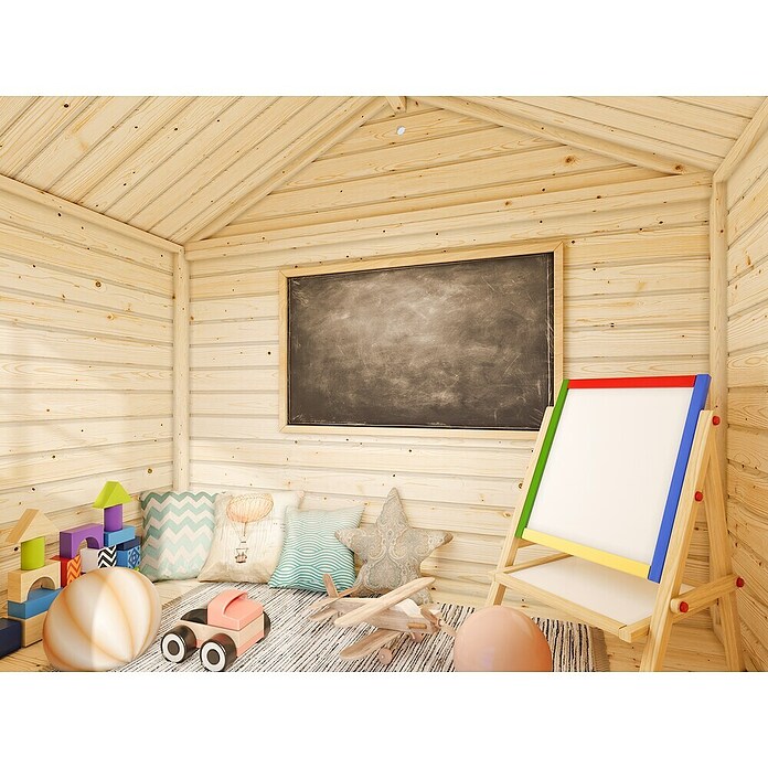 Palmako Caseta infantil Felix con terraza (L x An x Al: 112 x 180 x 169 cm, Madera, Marróm) | BAUHAUS