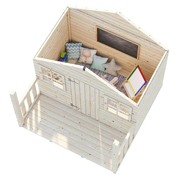 Palmako Caseta infantil Felix con terraza (L x An x Al: 112 x 180 x 169 cm, Madera, Marróm) | BAUHAUS