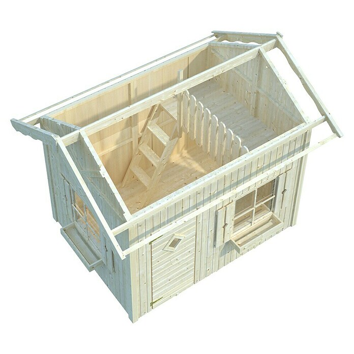 Palmako Caseta infantil Grete con altillo (Medidas ext. (An x Pr): 258 x 223 cm, Madera, Natural) | BAUHAUS