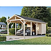 Palmako Carport Classico Robert con trastero (Medidas ext. (An x Pr): 361 x 764 cm, Carport individual, Natural) | BAUHAUS