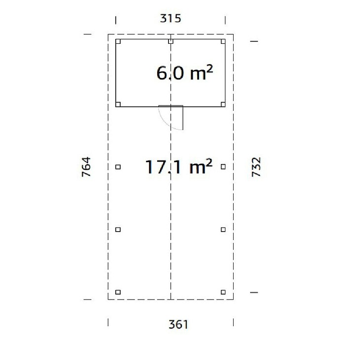 Palmako Carport Classico Robert con trastero (Medidas ext. (An x Pr): 361 x 764 cm, Carport individual, Natural) | BAUHAUS