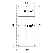 Palmako Carport Classico Robert con trastero (Medidas ext. (An x Pr): 361 x 764 cm, Carport individual, Natural) | BAUHAUS