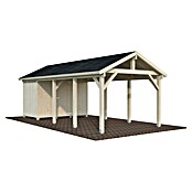 Palmako Carport Classico Robert con trastero (Medidas ext. (An x Pr): 361 x 764 cm, Carport individual, Natural) | BAUHAUS