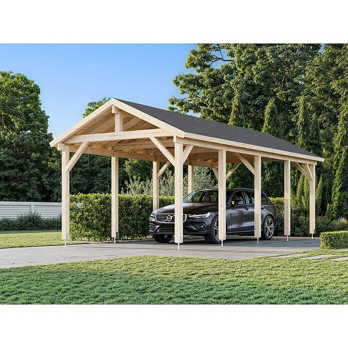 Palmako Carport Classico Robert (Medidas ext. (An x Pr): 361 x 764 cm, Carport individual, Natural) | BAUHAUS