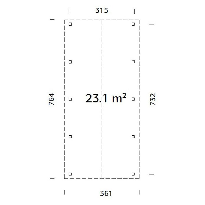 Palmako Carport Classico Robert (Medidas ext. (An x Pr): 361 x 764 cm, Carport individual, Natural) | BAUHAUS