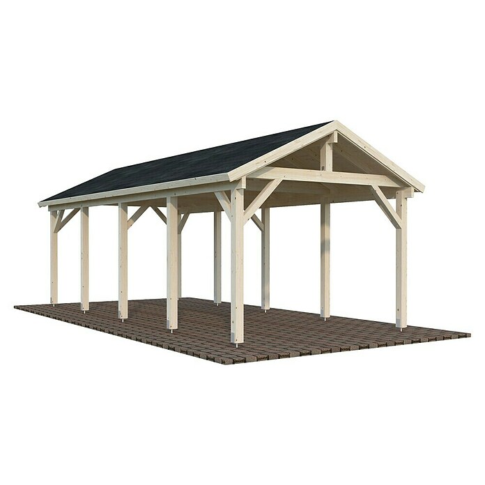 Palmako Carport Classico Robert (Medidas ext. (An x Pr): 361 x 764 cm, Carport individual, Natural) | BAUHAUS