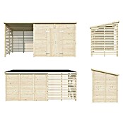 Palmako Caseta de jardín con leñero Leif (Medidas ext. (An x Pr): 467 x 187 cm, Madera, Natural) | BAUHAUS