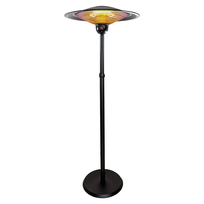 Rointe Estufa de pie infrarrojos Amber - 20 x 20 x 80 cm, 3.000 W, Negro - Un calefactor de pie para patio con una base redonda y un cabezal calefactor que irradia calor. Perfecto para uso exterior para mantenerse caliente.
