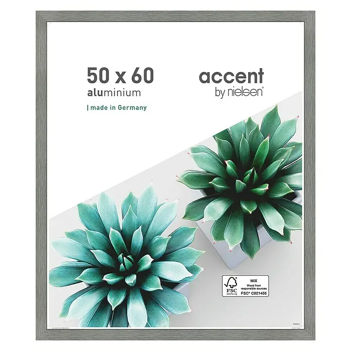 Alurahmen Star - 50 x 60 cm, Grau - Grauer Nielsen-Bilderrahmen Accent 50x60 cm aus Aluminium, ideal für Fotos und Kunstdrucke.
