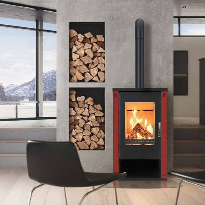 Prity Kamin na drva Verso Theia  (9 kW, Kapacitet grijanja prostorije: 200 m³, Crvena) | BAUHAUS