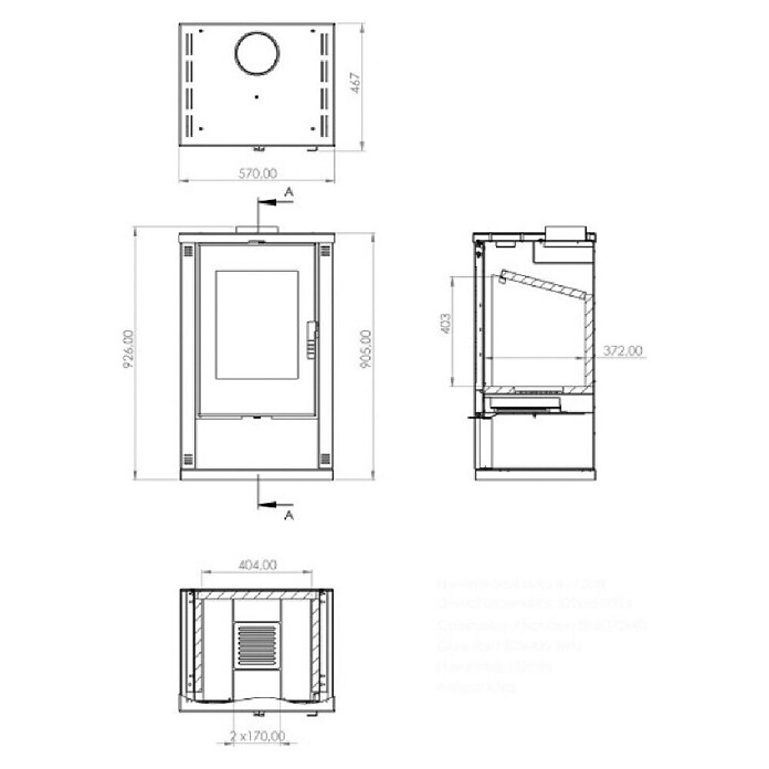 Prity Kamin na drva Verso Theia  (9 kW, Kapacitet grijanja prostorije: 200 m³, Crvena) | BAUHAUS