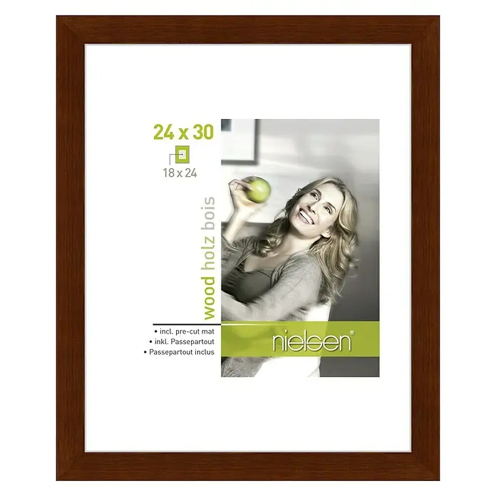 Nielsen Holzrahmen Apollo - 24 x 30 cm, Wenge - Bilderrahmen aus Holz für Fotos oder Kunstwerke, braun, mit den Maßen 24x30 und 18x24 cm, ideal für Zuhause oder als Geschenk.