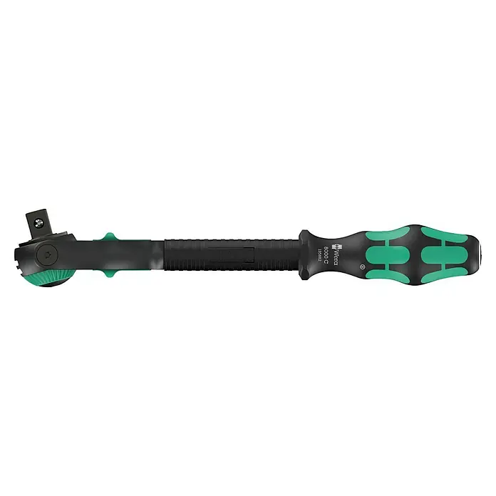 Wera Zyklop Knarre 8000 C Zyklop Speed Black Edition - ½″ - Schwenkbarer Wera Zyklop Speed Ratschenschlüssel mit flexiblem Kopf und grünem Griff für hohe Drehmomente und einfaches Arbeiten.