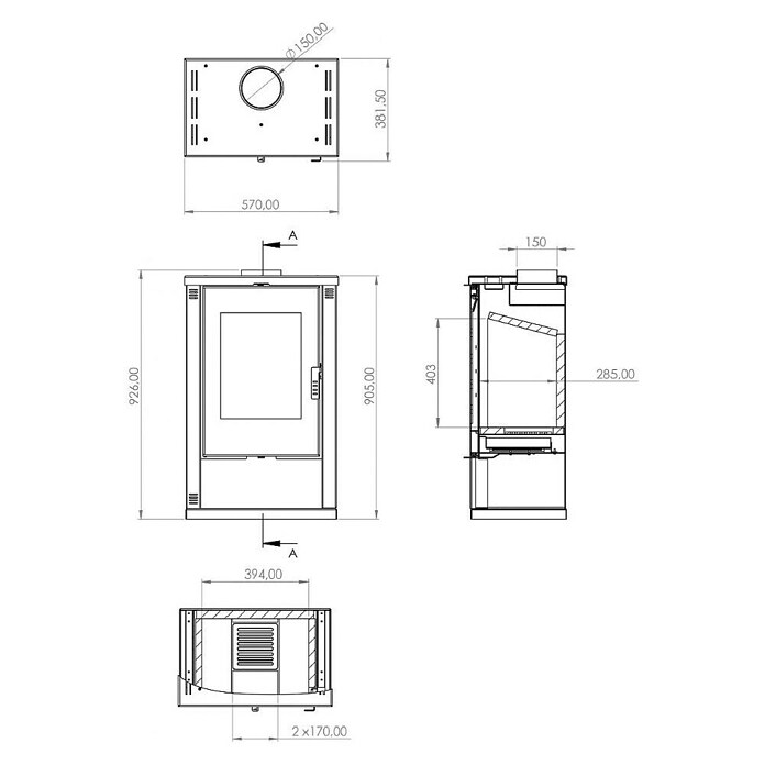 Prity Kamin na drva Verso Lheia  (7,5 kW, Kapacitet grijanja prostorije: 120 m³, Crvena) | BAUHAUS