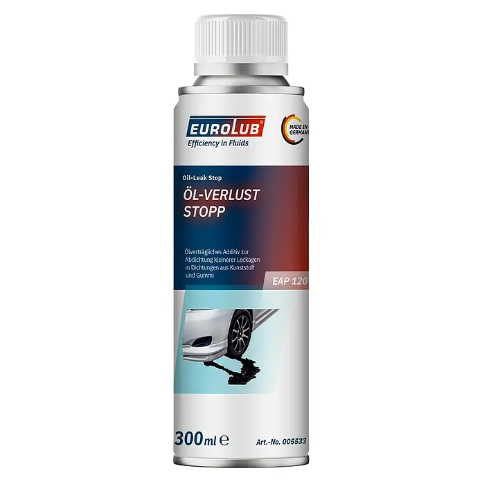 EuroLub Motoröl EAP 120 - 300 ml - Bild einer Dose EUROLUB Öl-Verlust Stop, einem Additiv zur Abdichtung kleinerer Leckagen in Dichtungen aus Kunststoff und Gummi.