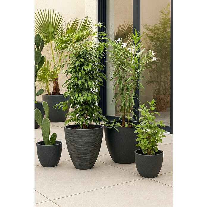 Geli Maceta para planta Rimini (Diámetro exterior: 35 cm, Altura: 26,5 cm, Plástico, Antracita)