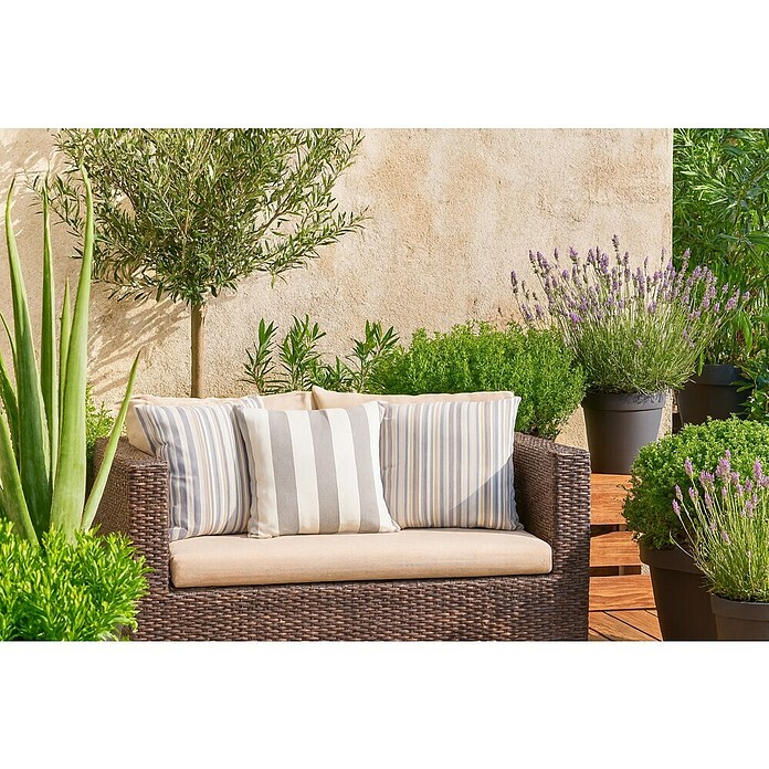 Cojín de exterior Deco Rayas (Gris, 50 x 50 cm, 70% acrílico 30% poliéster) | BAUHAUS