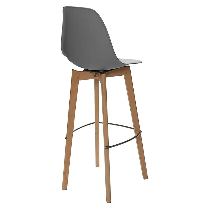Feros Garten-Barhocker Keeve - Edelstahl, Birkenholz, Polypropylen, Grau, B x T x H: 47 x 53 x 119 cm - Dieser elegante Barhocker mit seinem grauen Sitz und den hellen Holzbeinen bietet eine stilvolle Sitzgelegenheit für jede moderne Bar oder Küche.