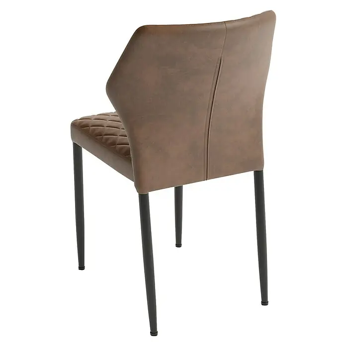 Feros Stapelstuhl Louis - Stahl, Velours, Braun, B x T x H: 49 x 56 x 80 cm - Eine Nahaufnahme eines braunen Stuhls mit Stoffbezug und Metallbeinen, der ein elegantes Design und Komfort für jeden Raum bietet.