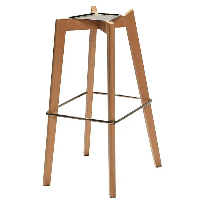 Feros Garten-Barhocker Keeve - B x T x H: 44,5 x 46 x 90 cm, Edelstahl, Birkenholz, Polypropylen, Weiß - Abgebildeter Holz-Barhocker mit quadratischer Fußstütze. Das schlichte Design macht den Hocker zu einem vielseitigen Möbelstück.