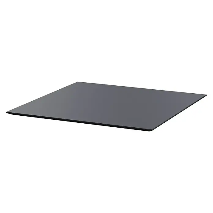 Garten-Tischplatte Feros - L x B x H: 70 x 70 x 1,2 cm, HPL, Quadratisch, Schwarz - Graue quadratische Platte.