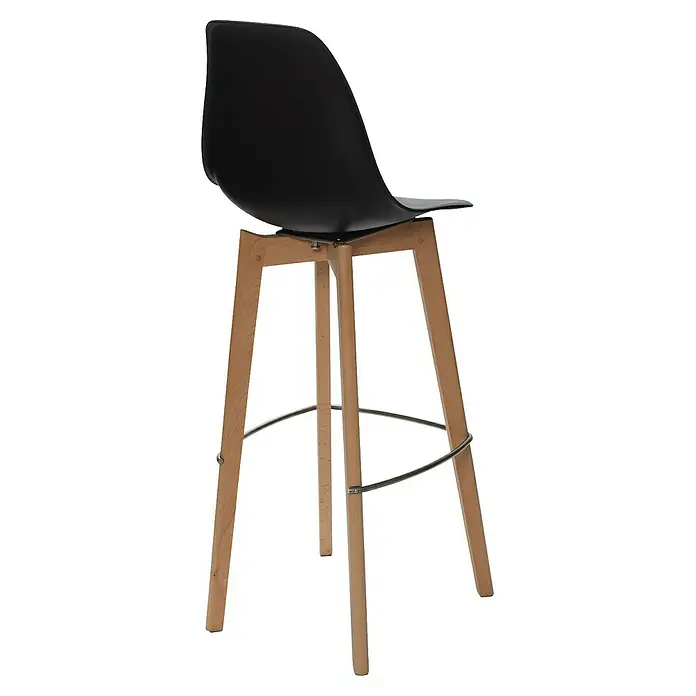 Feros Garten-Barhocker Keeve - Edelstahl, Birkenholz, Polypropylen, Schwarz, B x T x H: 47 x 53 x 119 cm - Der moderne Barhocker mit schwarzem Sitz und Holzbeinen bietet stilvollen Komfort. Das elegante Design passt perfekt in jede moderne Bar oder Küche.