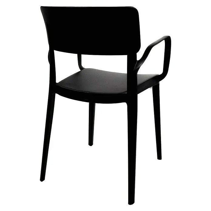 Stapelsessel Wing - Polypropylen, Schwarz, B x T x H: 54 x 55 x 82 cm - Nahaufnahme eines eleganten schwarzen Armlehnstuhls, der modernes Design und Komfort vereint. Perfekt für stilvolle Interieurs.