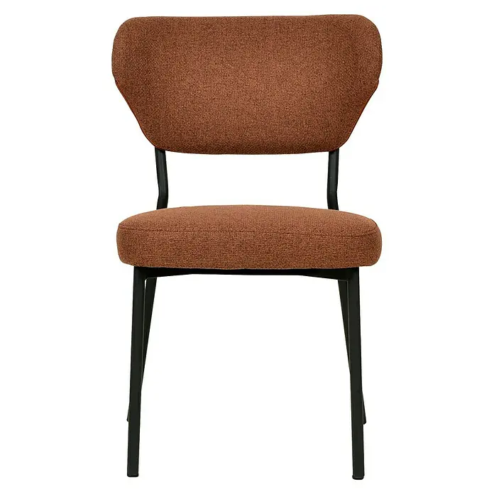 Feros Stapelstuhl Duko - Stahl, Sperrholz, Schaumstoff, Braun, B x T x H: 53 x 55 x 83 cm - Brauner Polsterstuhl mit dunklem Metallrahmen, der Komfort und Stil vereint. Perfekt für Esszimmer oder als Akzentmöbel.