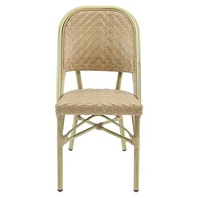 Feros Stapelstuhl Paris - Aluminium, Polyethylen, Beige, B x T x H: 47 x 90 x 90 cm - Ein stilvoller Rattanstuhl, perfekt für den Innen- und Außenbereich, bietet Komfort und natürliche Eleganz für jeden Raum.