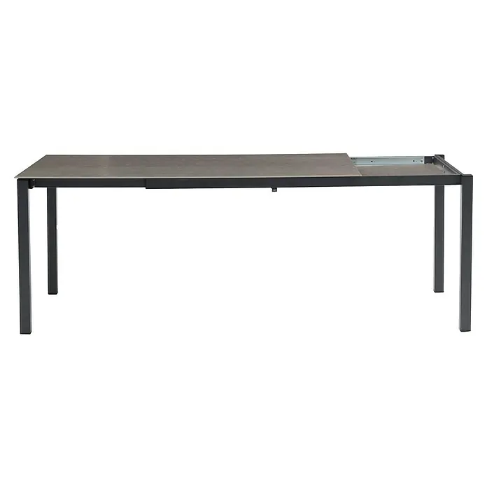 Barths Gartentisch Palazzo - L x B x H: 210 x 90 x 75 cm, Aluminium, Sintered Stone, Rechteckig, Ausziehbar, Anthrazit - Ausziehbarer Esstisch mit grauer Tischplatte und Metallgestell, ideal für drinnen und draußen.