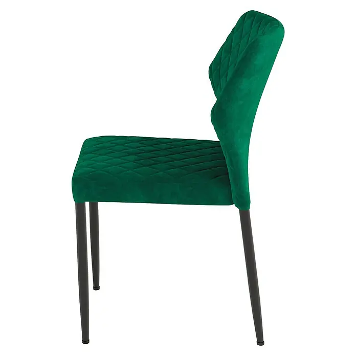Feros Stapelstuhl Louis - Stahl, Velours, Grün, B x T x H: 49 x 56 x 80 cm - Dieser smaragdgrüne Stuhl mit gesteppter Polsterung und eleganten Metallbeinen bietet Komfort und Stil für jeden Essbereich.