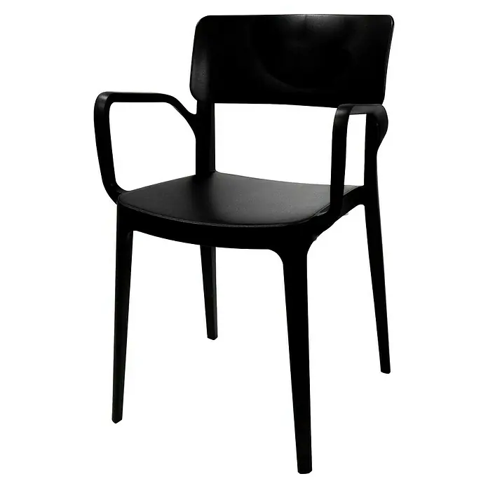Stapelsessel Wing - Polypropylen, Schwarz, B x T x H: 54 x 55 x 82 cm - Schwarzer Armlehnstuhl mit gerader Rückenlehne und minimalistischem Design. Ein moderner Akzent für jeden Raum, ideal für Büro oder Esszimmer.