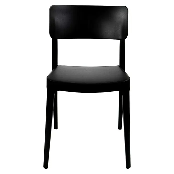 Stapelstuhl Wing - Polypropylen, Schwarz, B x T x H: 47 x 50 x 82 cm - Schwarzer Holzstuhl mit geschwungenem Sitz und Rückenlehne. Ein schlichtes Möbelstück für stilvolles Wohnen.