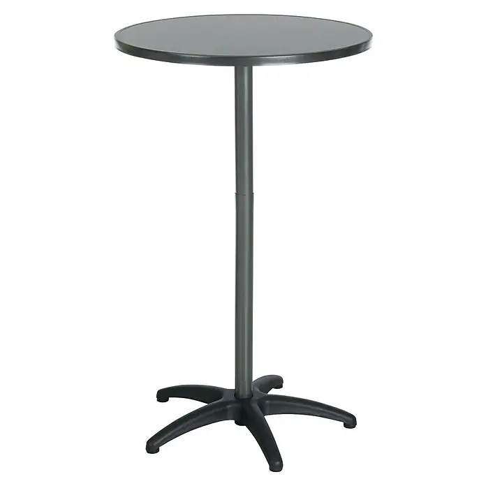 Barths Garten-Stehtisch rund - Ø x H: 70 x 72 cm, Stahl, Anthrazit - Grauer Stehtisch mit runder Platte und stabilem Fußkreuz, ideal für Events und Partys, stilvoll und platzsparend.
